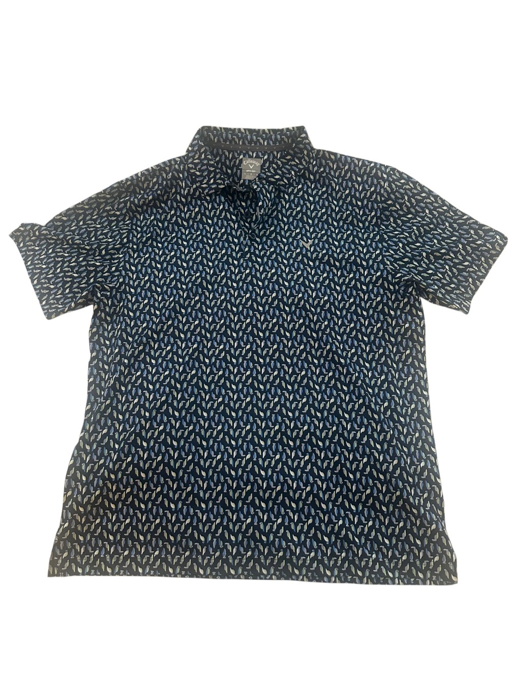 Callaway Navy Bird Patterned Short-Sleeve Polo